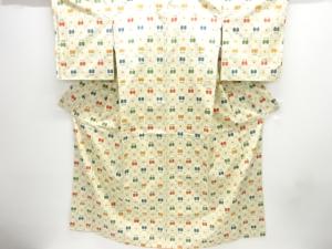 遠州椿模様織り出し十日町紬着物